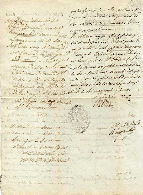 Corrispondenza al sindaco di Gallipoli