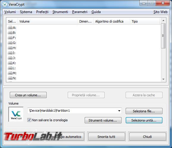 Come creare file contenitore criptato VeraCrypt
