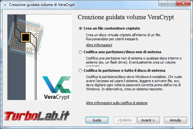 Come creare file contenitore criptato VeraCrypt