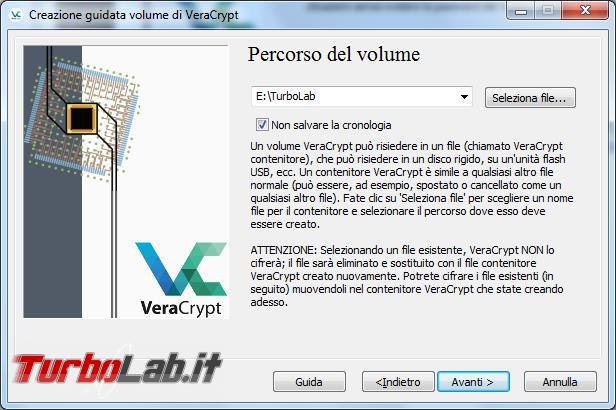 Come creare file contenitore criptato VeraCrypt