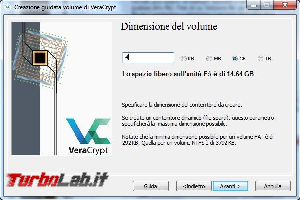 Come creare file contenitore criptato VeraCrypt