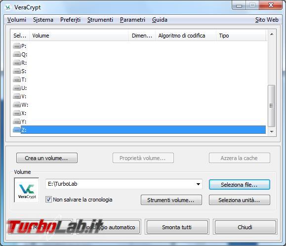 Come creare file contenitore criptato VeraCrypt
