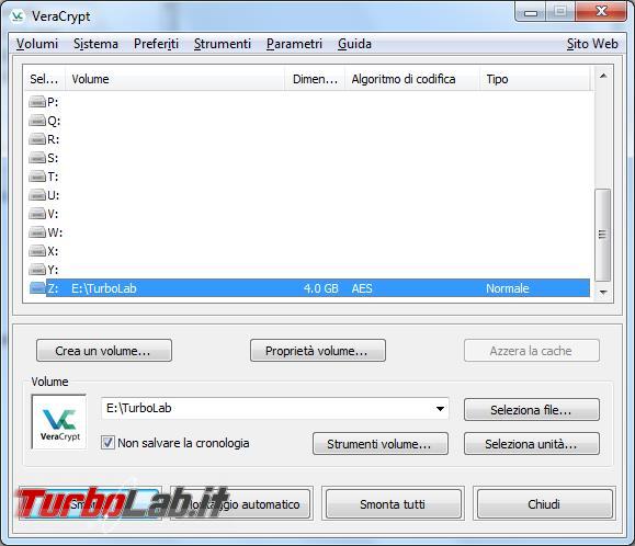 Come creare file contenitore criptato VeraCrypt
